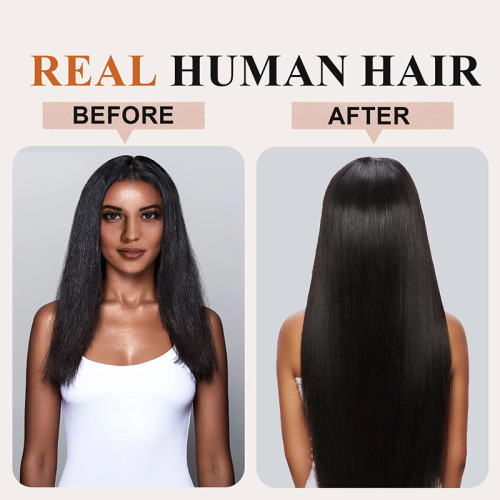 European and American cross-border PU clip-in hair extensions, invisible seamless human hair extensions, full human hair wigs