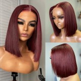 12A Straight Bob Red 99j Vietnamese Hair 13*4frontal wig