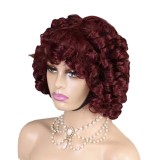 12inch Spring Curly  Fringe Egg Bouncy Human Hair Wig