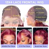 Body wave wig human hair 99J foreign trade European and American 13*4 front lace full wig