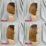 Bone Straight Lace Frontal Wig Short Bob 1b/30 Human Hair