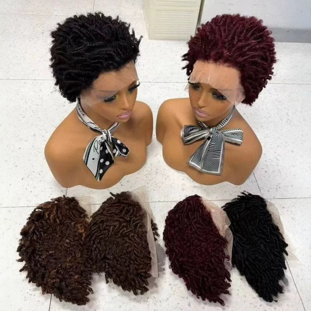 13*4Frontal Short Wigs Afro Kinky Curly African Human hair