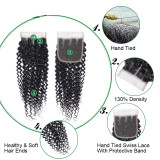 4*4 Brazilian Kinky Curly Lace Frontal Closure Human Hair