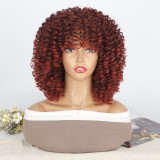 African short afro synthetic wig, machine-made curly afro wig, black curly wig