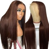 Transparent lace brown color human hair wig
