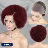 Kinky Curly Short Lace Front Wig Afro Bob Human Hair Natural