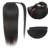Wholesale foreign trade wigs, ponytails made from real human hair, straight hair, magic tape ponytail extensions, hot-selling in Xuchang, in stock