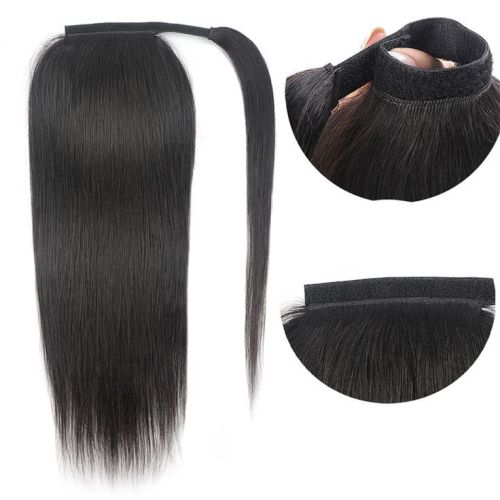 Wholesale foreign trade wigs, ponytails made from real human hair, straight hair, magic tape ponytail extensions, hot-selling in Xuchang, in stock