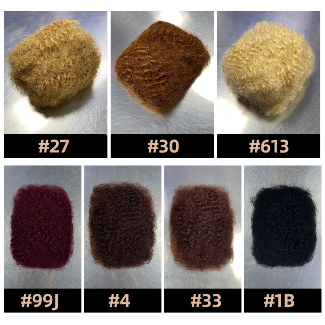 8-inch real human hair for making fluffy dreadlocks, wig accessories, afro kinky human bulk hair
