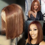 10A Brazilian Brown 4# Bob With 13*4 Frontal 200% Density