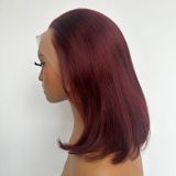 Reddish Brown Bob Wig Human Hair, cross-border hot-selling short straight lace front wig