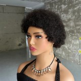 Human hair Afro curly short wig