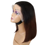 10A Brazilian 1BT4 Brown Color Straight Bob With 13*4 Lace