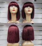 Human Hair Fringe Bob High Quality Full Density Bangs Wig