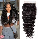 4*4 deep wave transparent lace hairpiece, curly hair, cross-border wig, all real hair, hot-selling in Africa, Xuchang stock, European and American