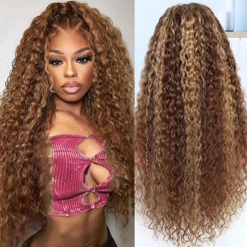 Highlight Ombre Water Wave Lace Front Wig Human Hair