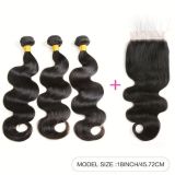 Peruvian human hair body wave with lace closure 4*4 closure