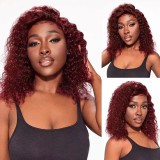10A Burgundy 99j Deep Wave Bob 13*4 Frontal Ear To Ear Wig