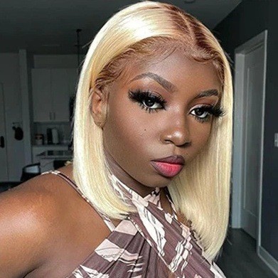 12A 4*4 Closure Lace Glueless Blonde 4T613# Straight Bob