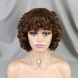 12inch Spring Curly  Fringe Egg Bouncy Human Hair Wig