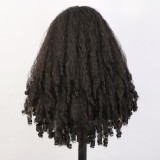 African small curly synthetic fiber wig headband with screw curls and yaki clips