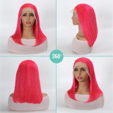 Pink Straight Bob Wigs 13x4 Lace Front for Women