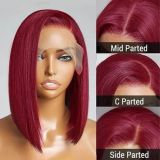 12A Brazilian 99j Red Wig 200% density With 13*4 Frontal Bob