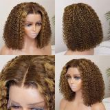 Hightkight P4/27 BOb water wave curly huamn hair wig HD lace