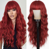 Cross-border Halloween funny wig, anime-style costume, purple wavy curly hair with air bangs, full head wig