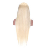 Foreign trade wig European and American 13*4 hand-woven front lace human hair wig 613#Middle-parted long straight hair, direct from the manufacturer