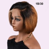 13*4 Frontal Pixie Bob 100% Human Hair Color Lace Wig