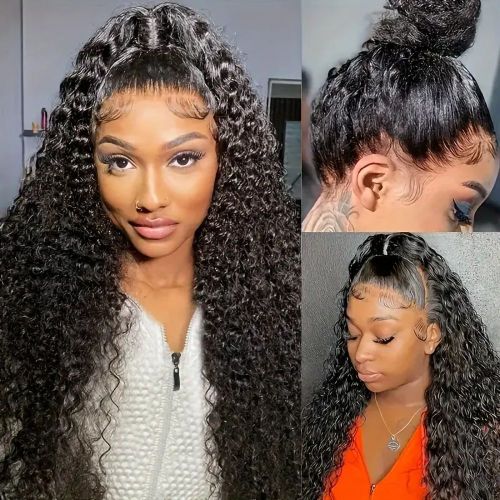 360 lace huamn hair wig straight water curly body wave