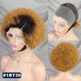 Kinky Curly Short Lace Front Wig Afro Bob Human Hair Natural