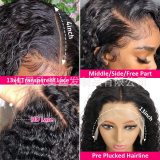 13*4 180densityWater front lace human hair wig with water wave curls
