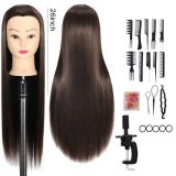 High-temperature synthetic fiber wig mannequin head 28inch Invisible halo styling head model for hairdressing teaching