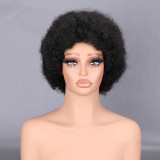 Headgear with afro hairstyle, real human hair wig, black wig, high-quality cross-border African short curly hair