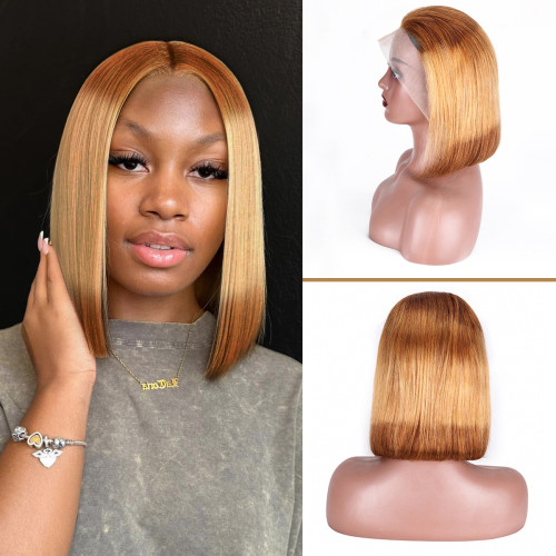 12A frontal lace wig human hair wigs cross-border real human hair full head short straight hair BOB