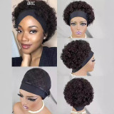 100% human  hair  headband   Short  curl wig
