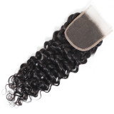 Brazilian 4*4 water wave lace closure real human hair piece with water wave curls