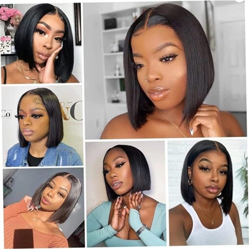 4*4 transparent lace cross-border hot-selling real human hair wig, Xuchang has a large stock available, 8 inches for 95 yuan