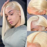 Blonde 613 Human Hair Bob Wigs 13x4 Lace Front  Straight Bob