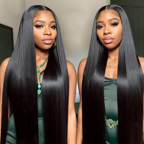 13*4 Hot-Selling European and American Full Head Wig, Real Human Hair, Natural Black Long Straight Hair, Direct Sale from Manufacturer