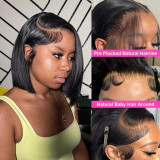 200% Density Bob Wig Human Hair 12A Black Bob Human Hair Wig