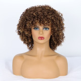 African short afro synthetic wig, machine-made curly afro wig, black curly wig
