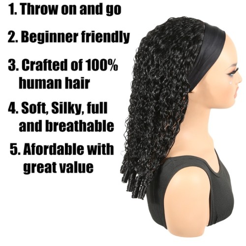 Headband Burmese Curly Wigs Human Hair with Spiral Curly End