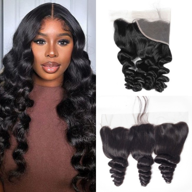 Cross-border African and European and American bestseller 13*4 spiral curl high-definition transparent full hand-woven hairpiece from Xuchang