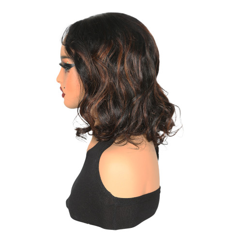 European and American wigs made of real human hair for women, 4X4X1 front lace Bob Highlight Ombre, foreign trade cross-border