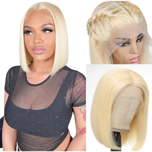 13*4 BOB human hair wigs with 613 gold lace closure