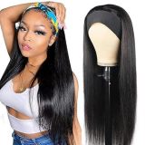 Wig made of real human hair with ice silk headband, straight hair, machine-made, foreign trade cross-border wholesale, full head wig for women
