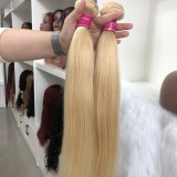 10A hair curtain#613 human hair bundles, platinum blonde real human hair wigs, bone straight hair, European and American cross-border